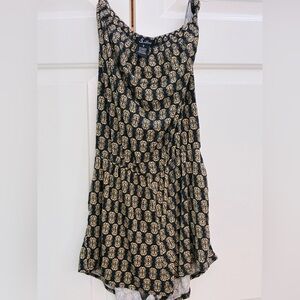 Black and Gold Strapless Romper